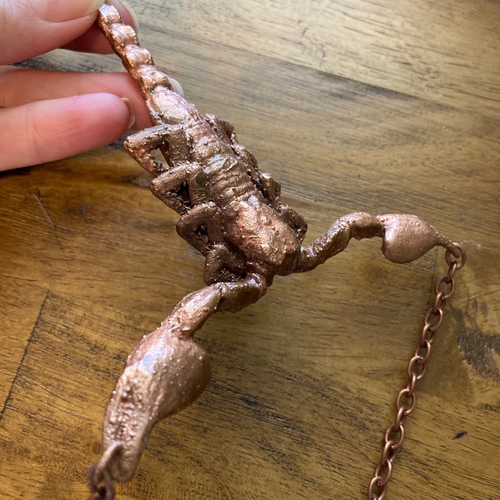 Scorpion Necklace Real Scorpio Copper Large Bib - Picture 8 of 9